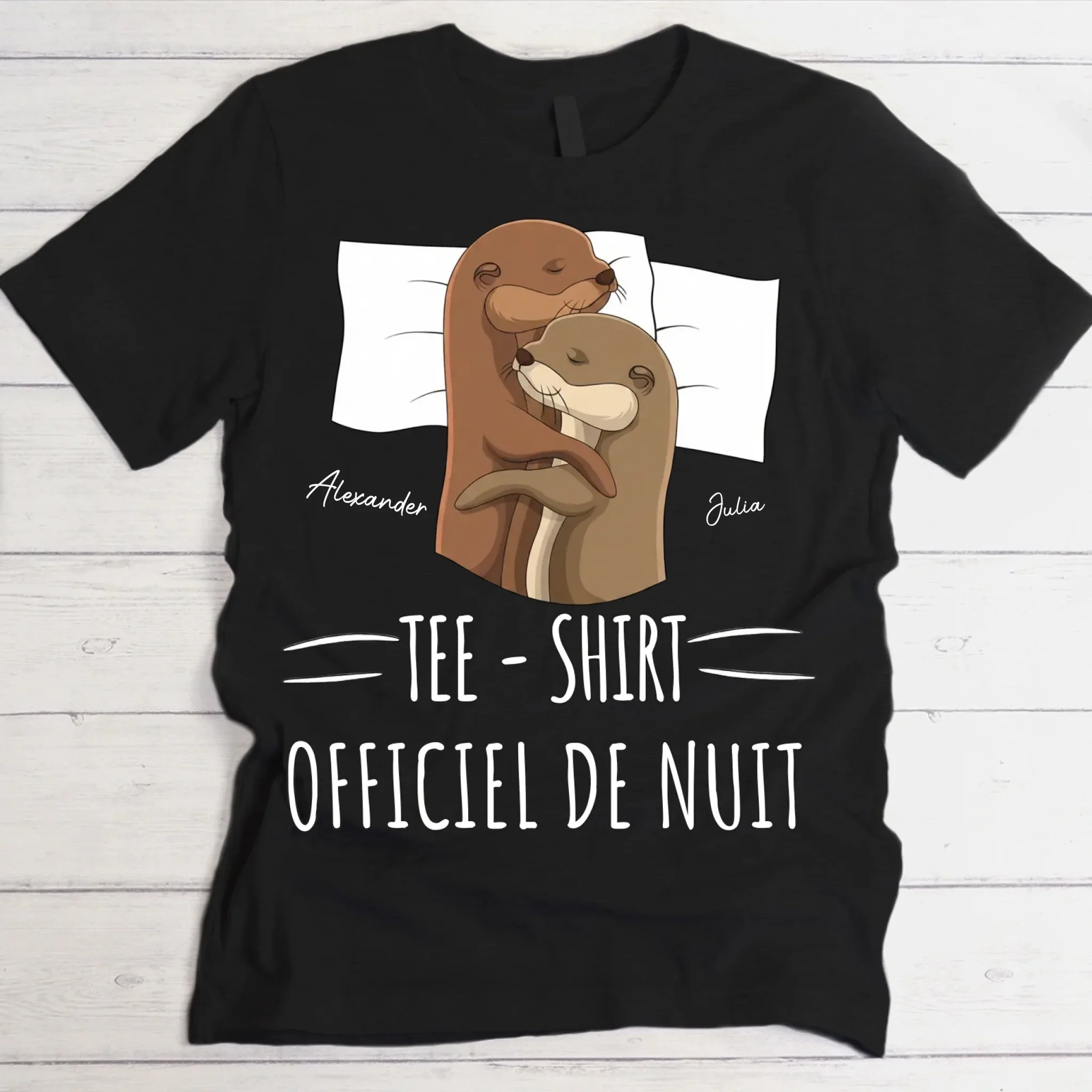 « Bonne nuit - Loutre » - T-shirt personnalisé - Image 2