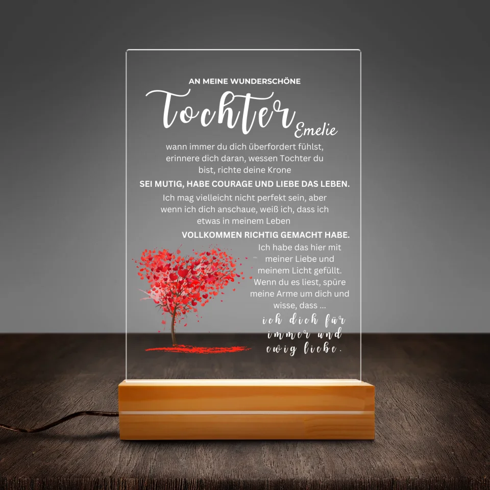 Family Glass - Gepersonaliseerd nachtlampje (incl. houten voet)