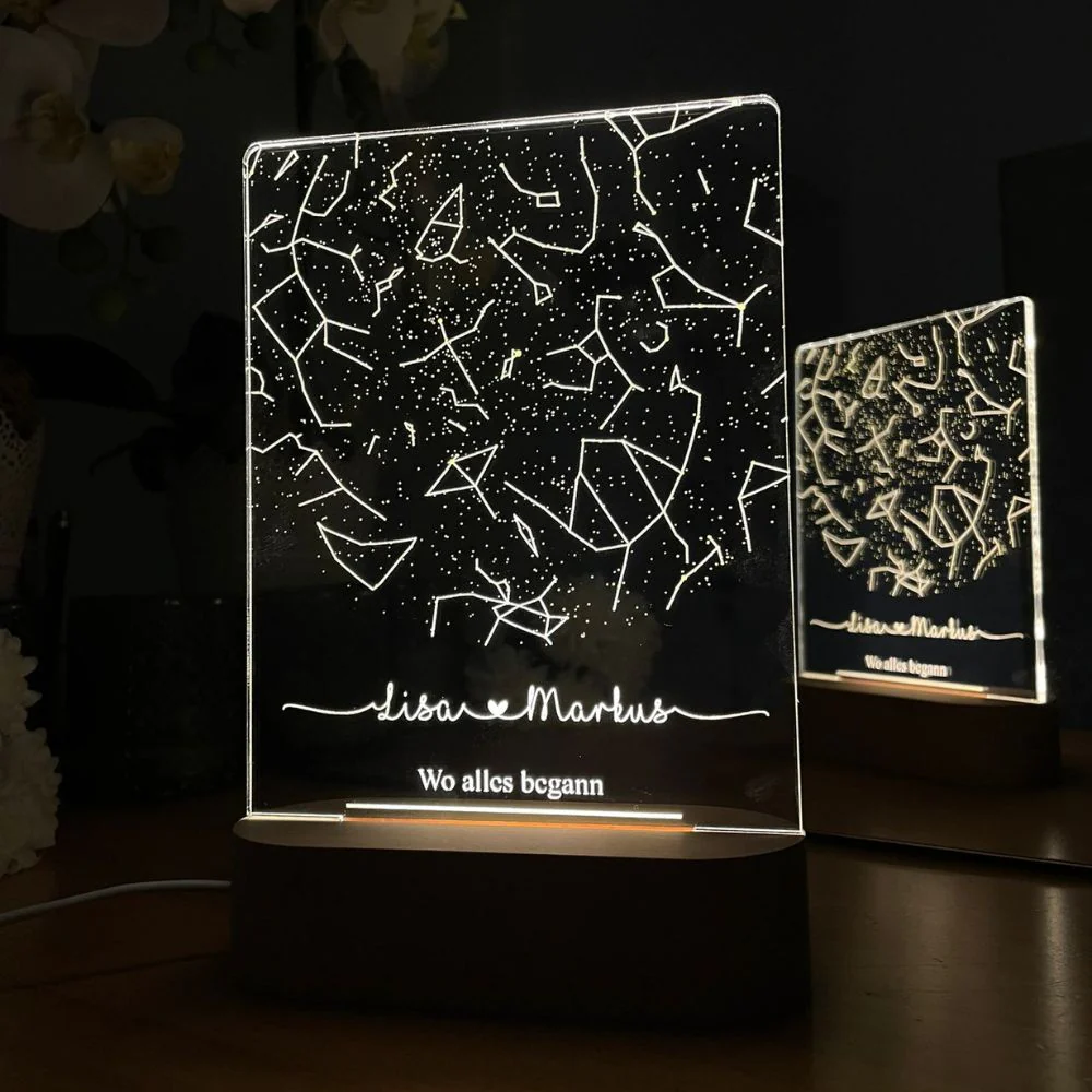 "Our Day" - Gepersonaliseerd nachtlampje (incl. houten voet)
