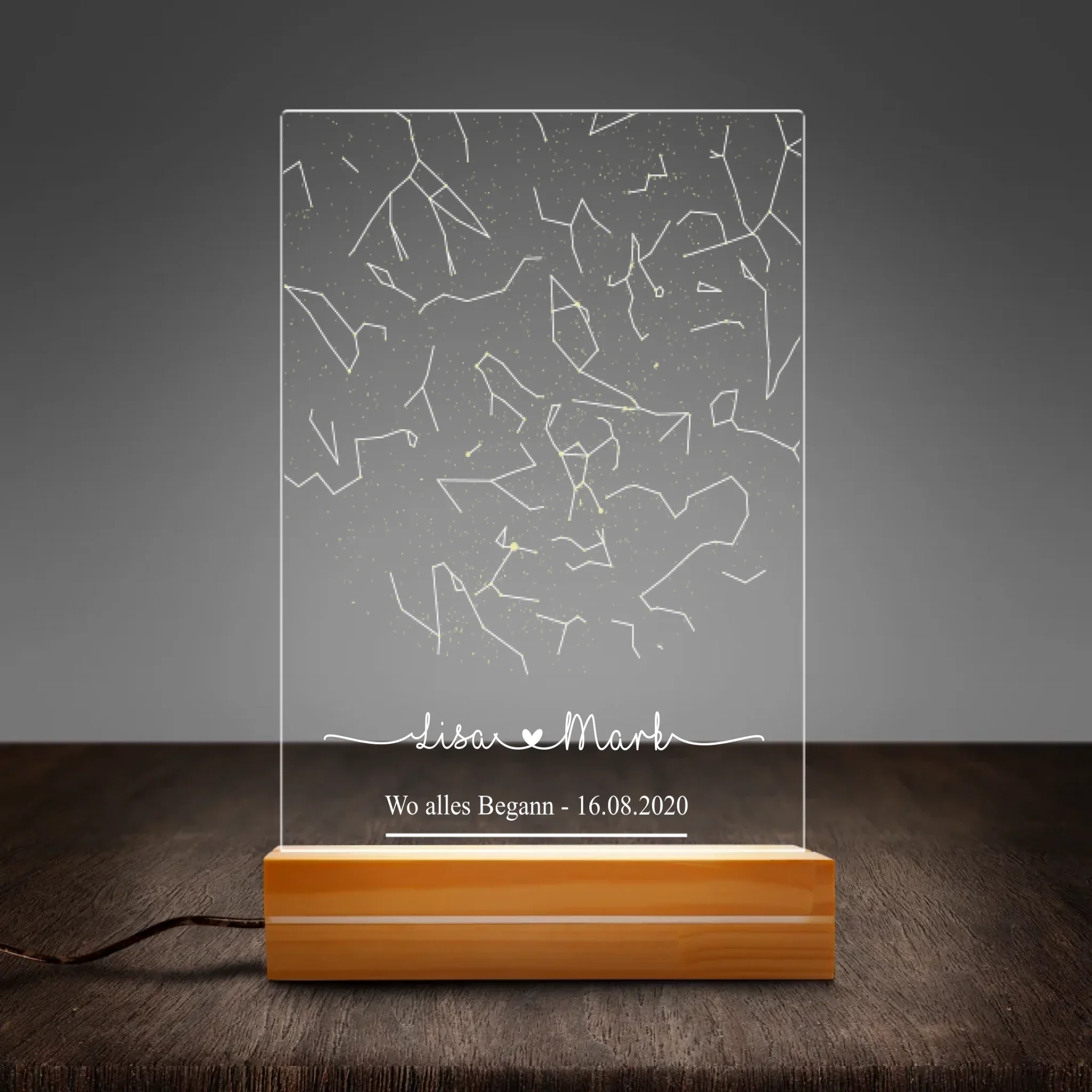 "Our Day" - Gepersonaliseerd nachtlampje (incl. houten voet) - Image 3