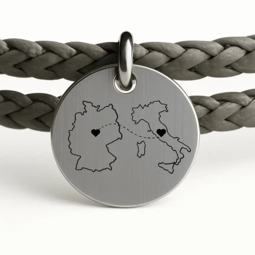 Two Places One Heart - Partnerarmband Grijs