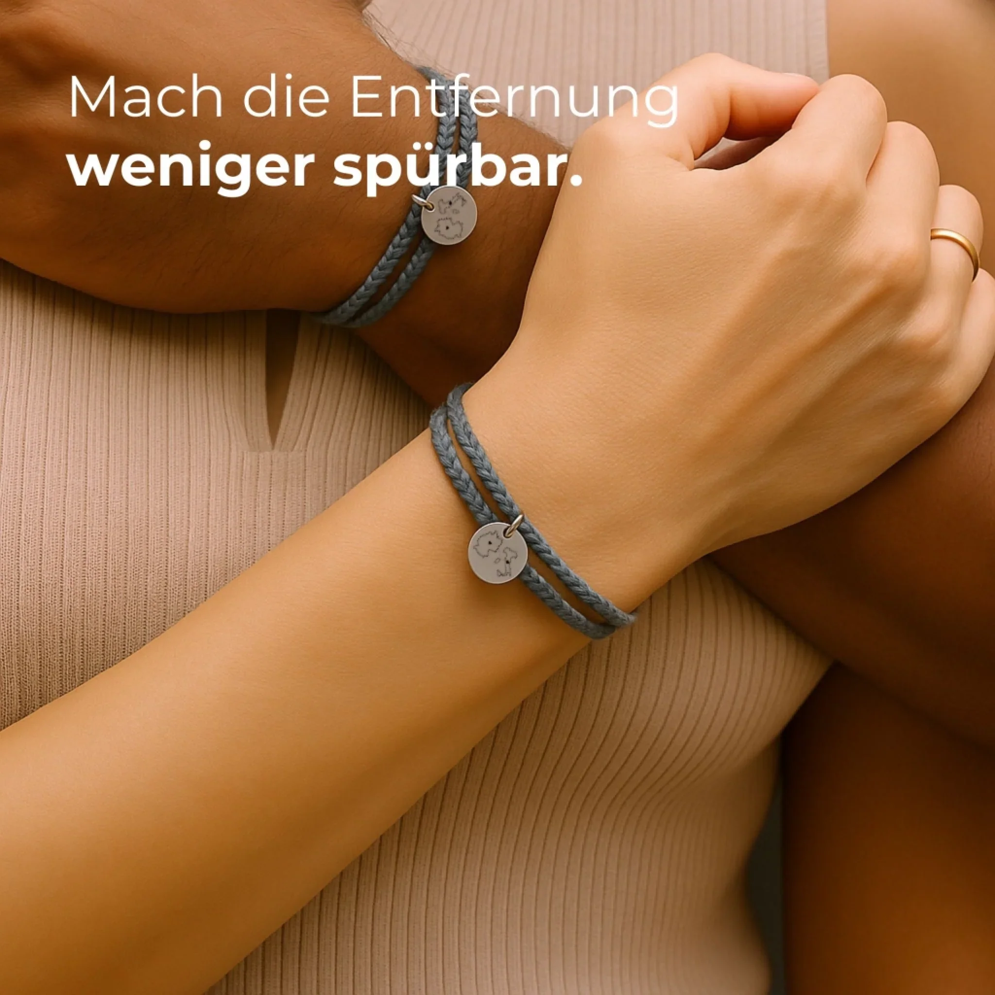 Two Places One Heart - Partnerarmband Grijs - Image 3